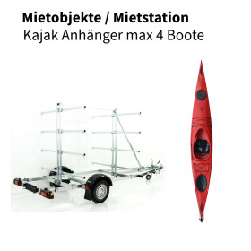 Miete-Kajak Anhänger max 4 Boote